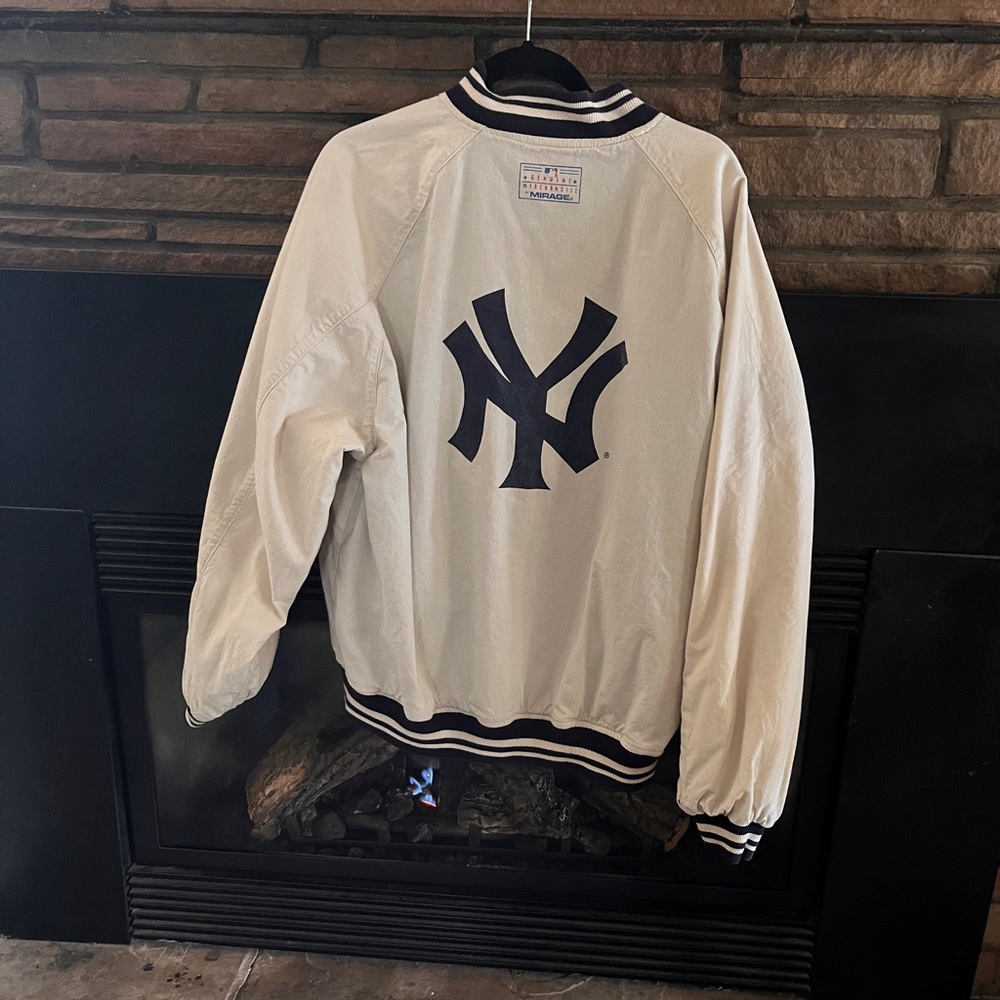 Navy and White Pinstripe Baseball Jacket - Picture 3 of 4